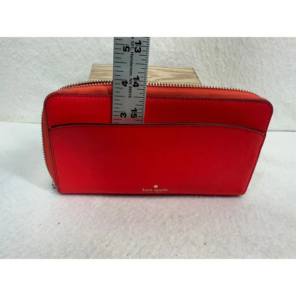 Kate Spade New York Tomato Red Leather Zip-Around Continental Wallet